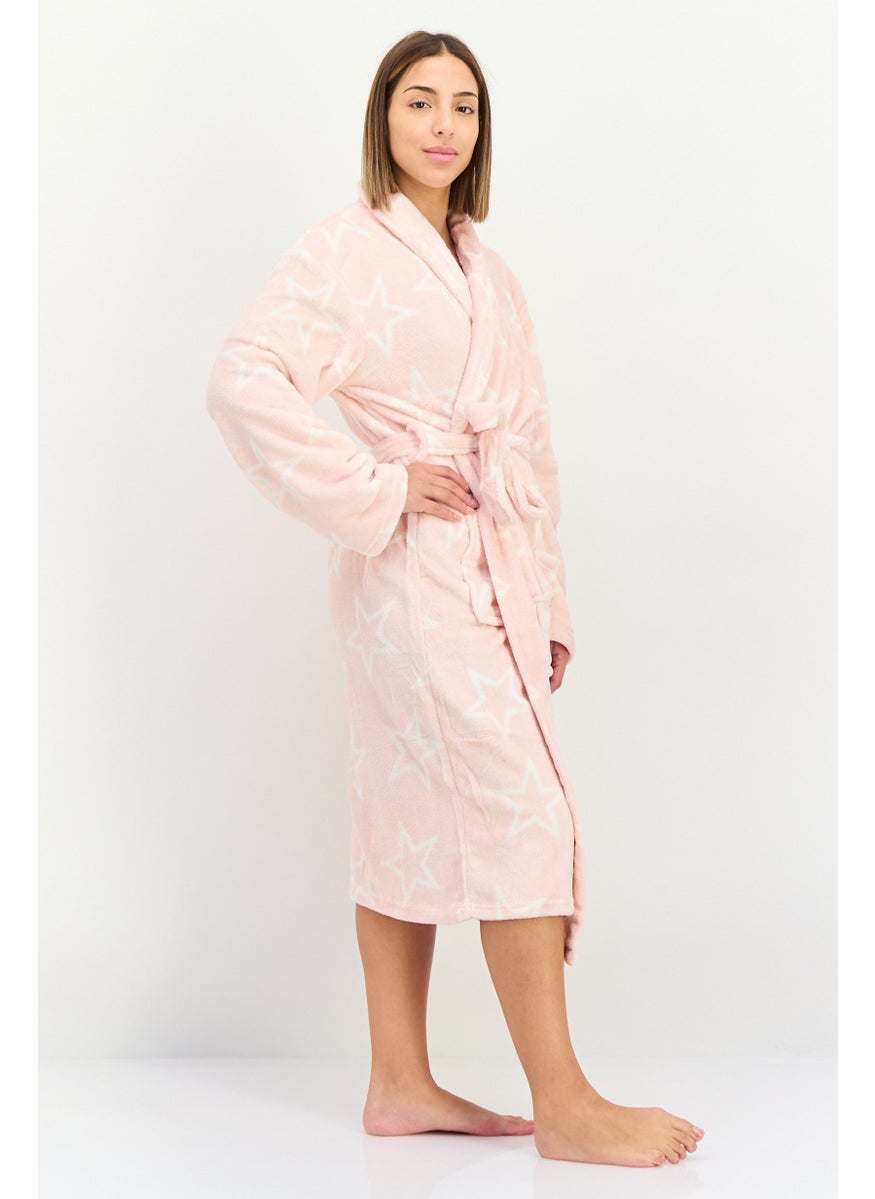 XOXO Women Star Printed Belted Robes, Pink  - Image 3