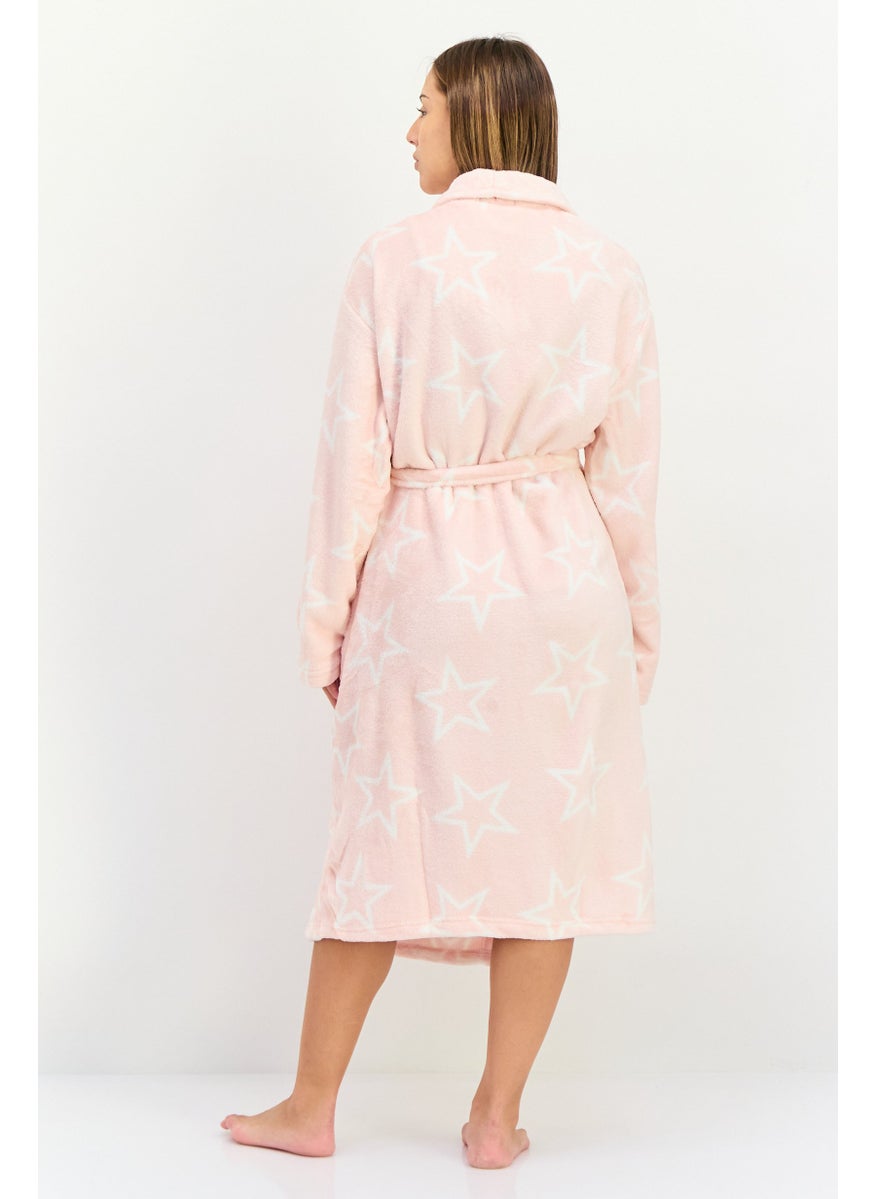 XOXO Women Star Printed Belted Robes, Pink  - Image 2