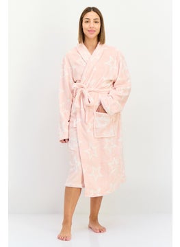 XOXO Women Star Printed Belted Robes, Pink  - Image 1
