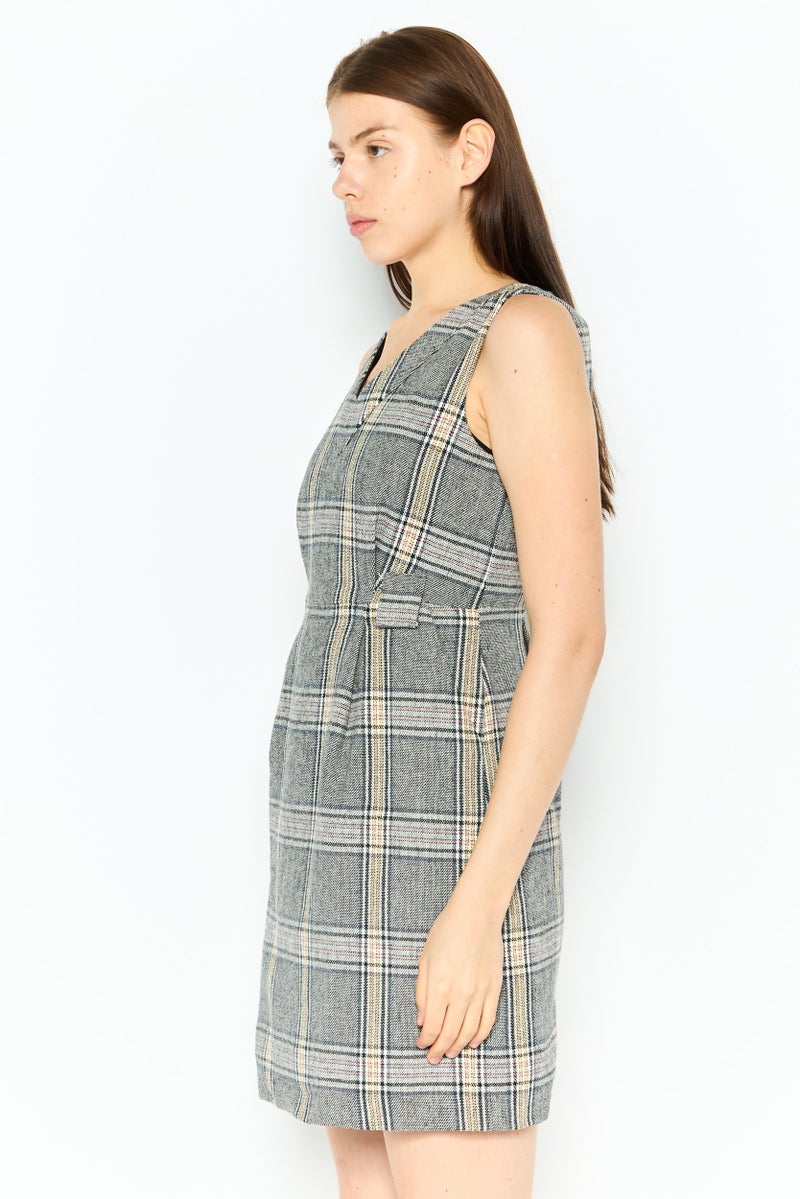 ONLY Women Textured Belted Mini Dress, Grey Combo - Image 4