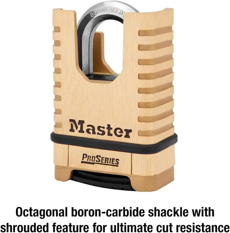 Master Lock ProSeries Resettable Combination Padlock - 2-1/4 in. Wide, Brass Body with Boron-Carbide Shackle - Image 4
