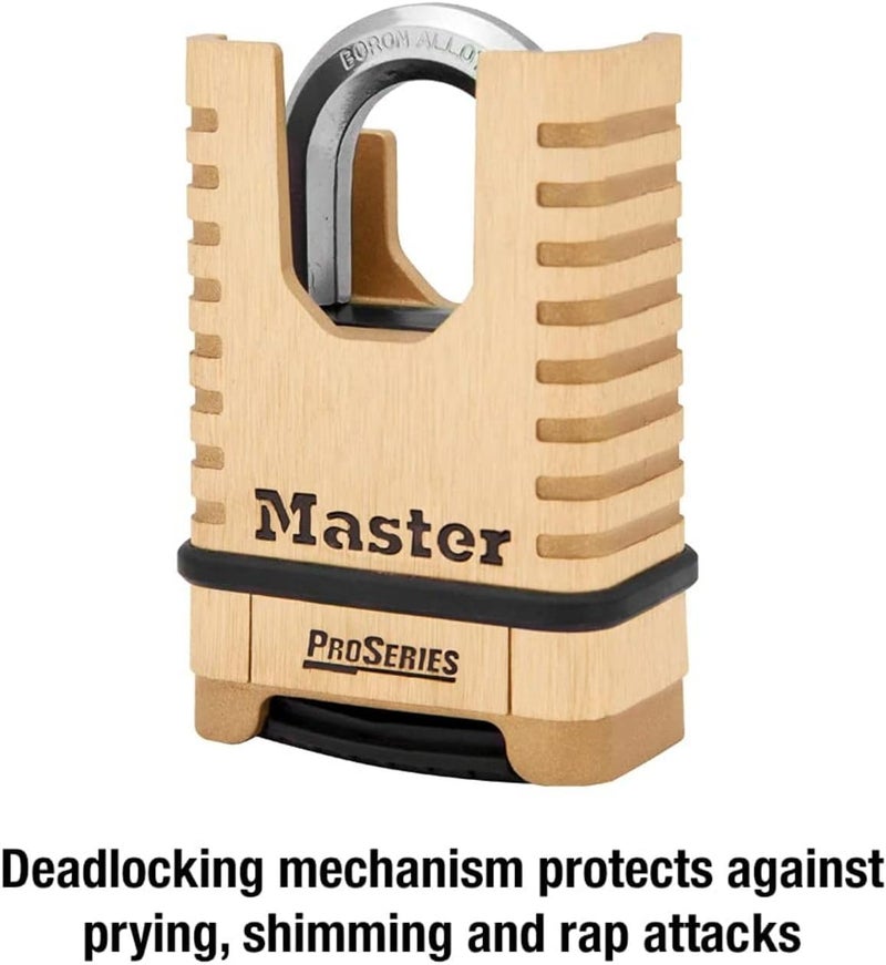 Master Lock ProSeries Resettable Combination Padlock - 2-1/4 in. Wide, Brass Body with Boron-Carbide Shackle - Image 5