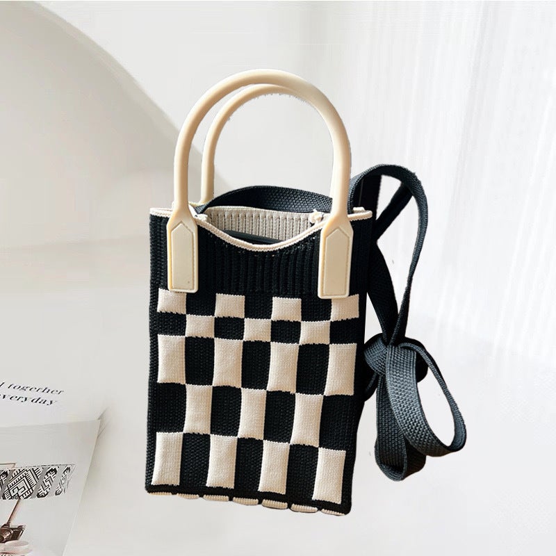 Mobile Phone Bag Square Knitted Handbag Hand Gift Crossbody Bag Flying Woven High Elastic Play Bag