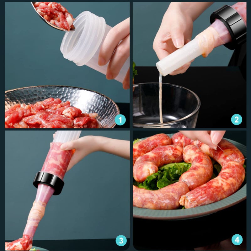 kulusion Sausage Stuffer - Homemade Manual Sausage Maker, Fast Meat Filling Machine, Food Grade Kitchen Sausage Stuffer Tool for Household Use (3 Stuffing Tubes) - Image 4