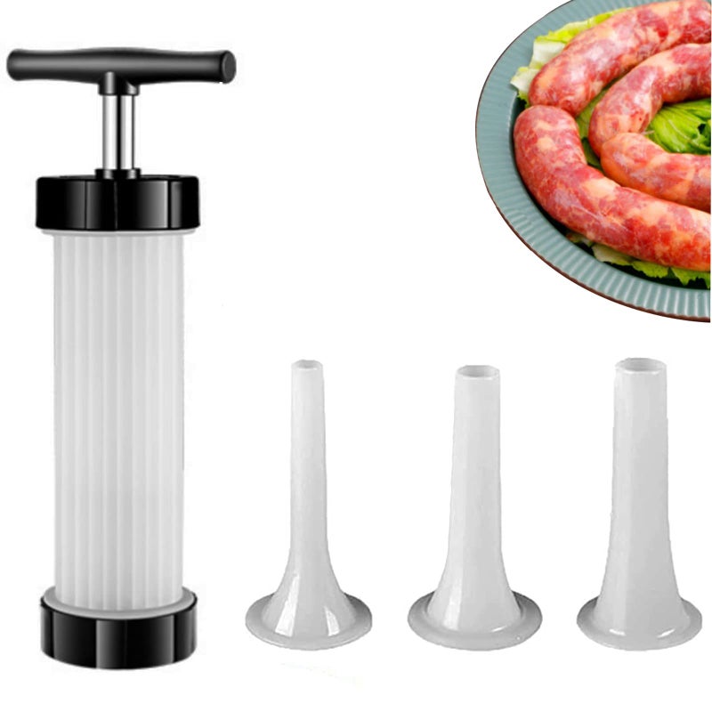 kulusion Sausage Stuffer - Homemade Manual Sausage Maker, Fast Meat Filling Machine, Food Grade Kitchen Sausage Stuffer Tool for Household Use (3 Stuffing Tubes) - Image 1