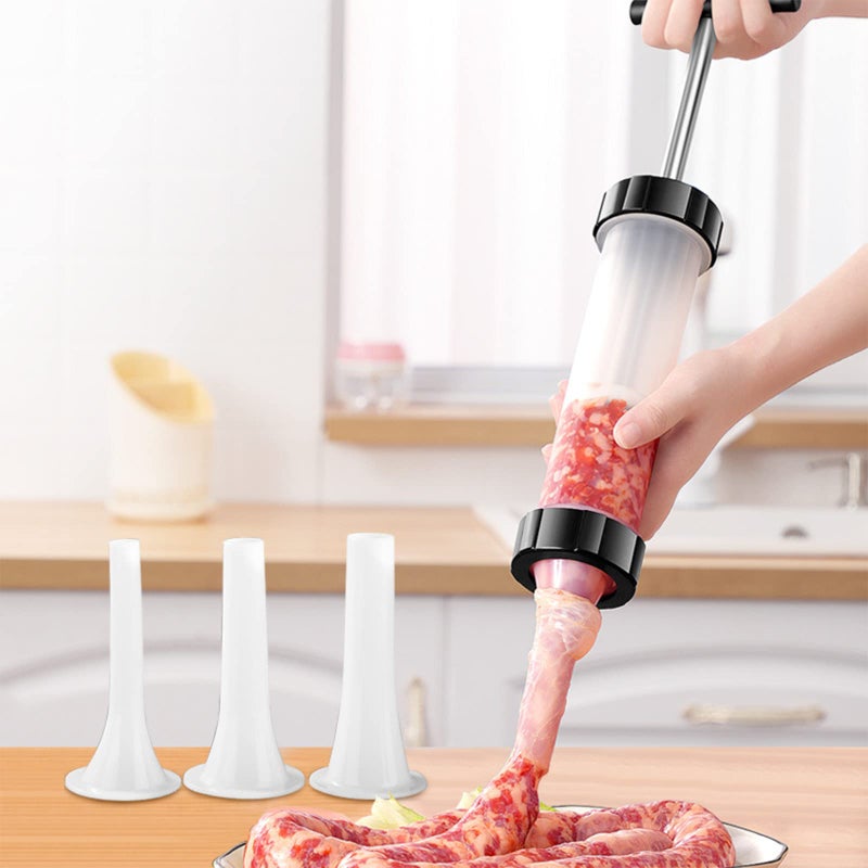kulusion Sausage Stuffer - Homemade Manual Sausage Maker, Fast Meat Filling Machine, Food Grade Kitchen Sausage Stuffer Tool for Household Use (3 Stuffing Tubes) - Image 3