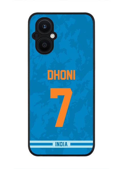 Rugged Black Edge Case for Oppo Reno7 Z , Slim fit Soft Case Flexible Rubber Edges Thin Cover - Player Name - MS Dhoni, Jersey Number- 7