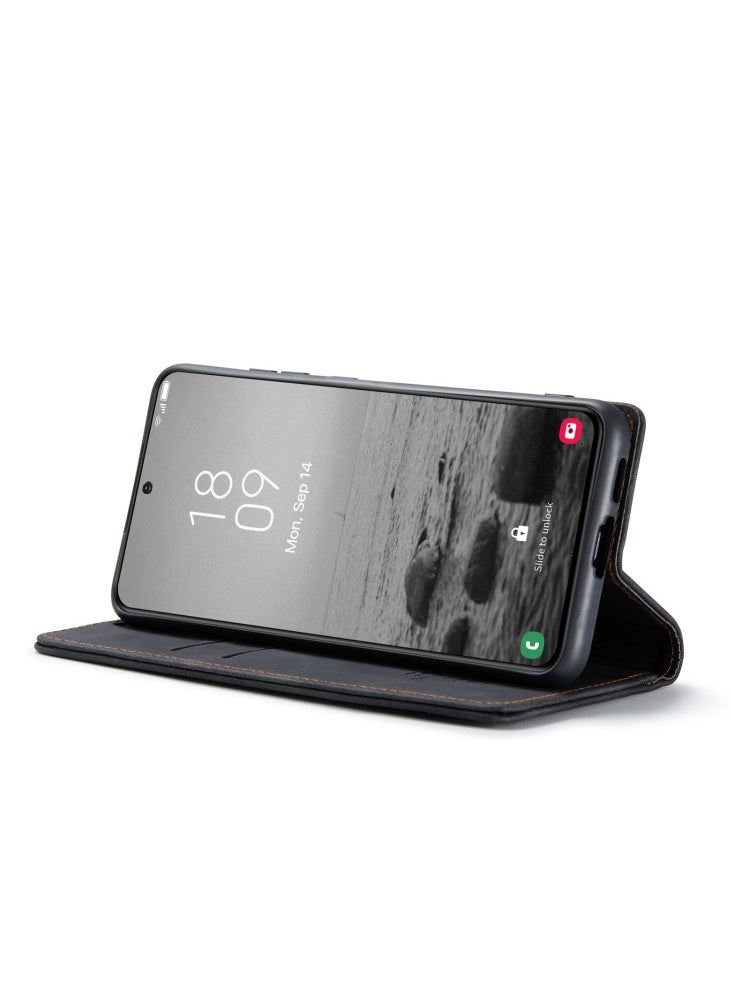 CaseMe CaseMe Samsung Galaxy S24 plus Case Wallet, for Samsung Galaxy S24 plus Wallet Case Book Folding Flip Folio Case with Magnetic Kickstand Card Slots Protective Cover - Black  - Image 4