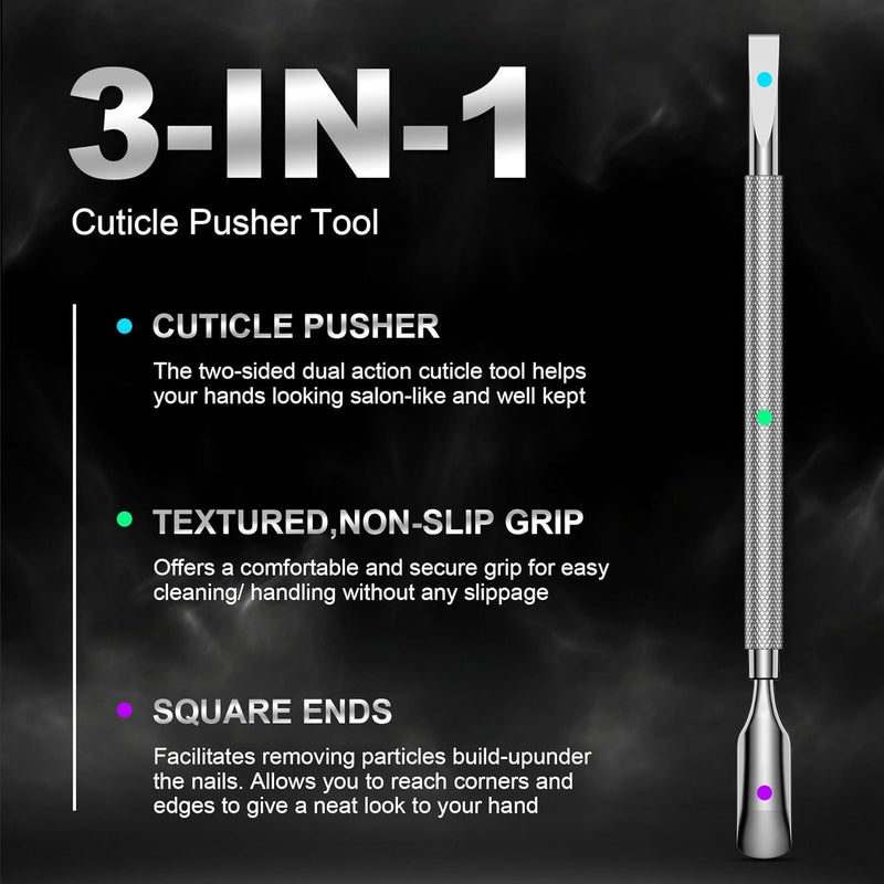 FERYES Cuticle Pusher with Square Nail Cleaner - Image 1