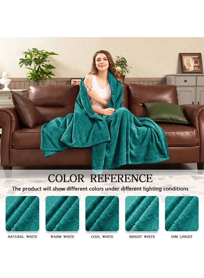 inhand Fleece Throw Blanket, Super Soft Fuzzy Blanket for Couch Sofa Bed Office, Cozy Plush Fleece Blanket Throw Size, Washable Lightweight Flannel Blankets Throw for All Season(50”x60”,Teal) - Image 4