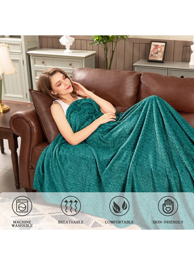 inhand Fleece Throw Blanket, Super Soft Fuzzy Blanket for Couch Sofa Bed Office, Cozy Plush Fleece Blanket Throw Size, Washable Lightweight Flannel Blankets Throw for All Season(50”x60”,Teal) - Image 5