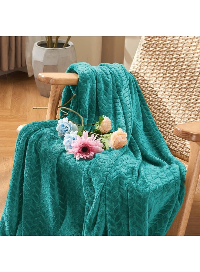 inhand Fleece Throw Blanket, Super Soft Fuzzy Blanket for Couch Sofa Bed Office, Cozy Plush Fleece Blanket Throw Size, Washable Lightweight Flannel Blankets Throw for All Season(50”x60”,Teal) - Image 2