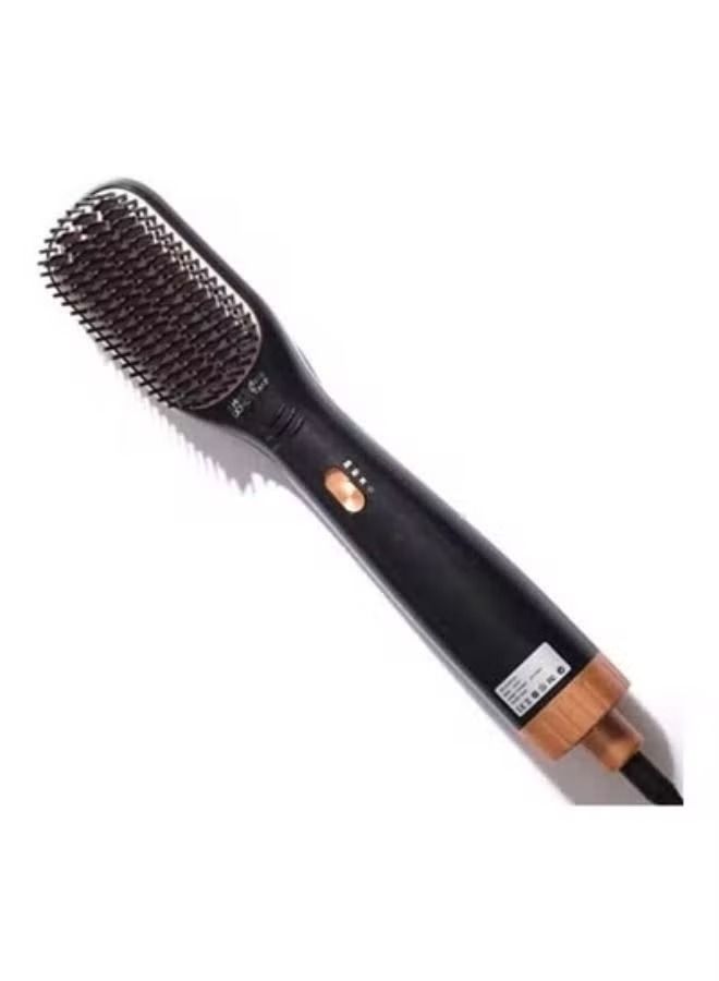 Multi-functional Hair Dryer Hot Air Comb Black/Gold - Image 1