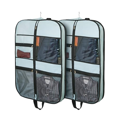 SOLSTICE Suit Cover Big Size with Zip of (110 x 60 cm) | Suit, Coat, Blazer, Jacket Cover (Pack of 2) (BLUE) - Image 1