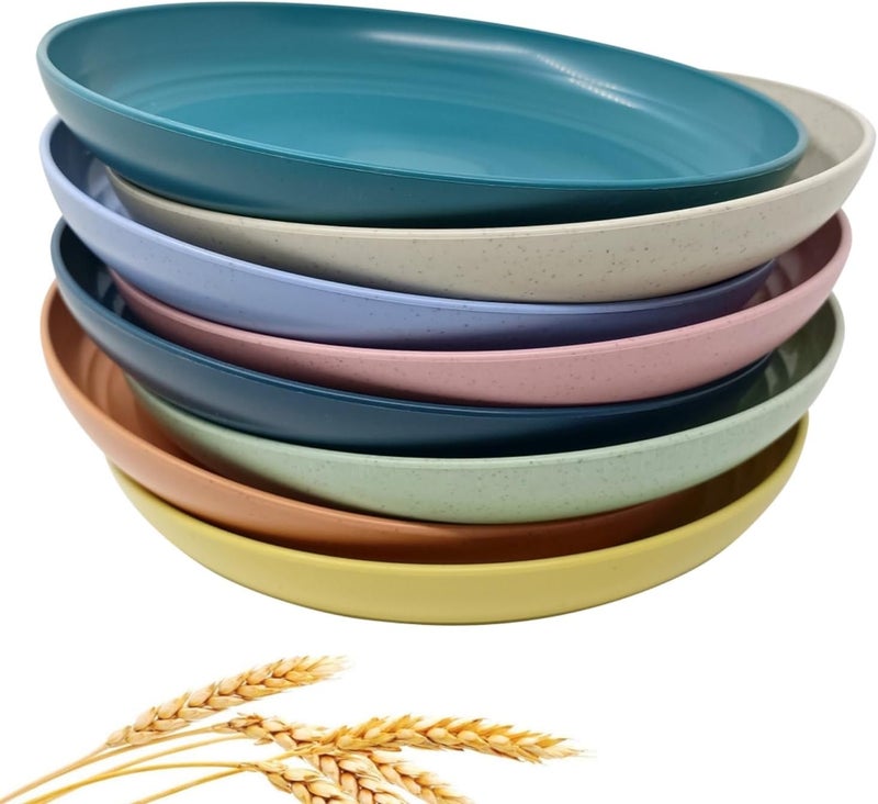 WANBY Lightweight Wheat Straw Plates Unbreakable Dinner Dishes Plates Set NonToxin Dishwasher  Microwave Safe BPA Free and Healthy Extra Large 8 Pack 10 - Image 1