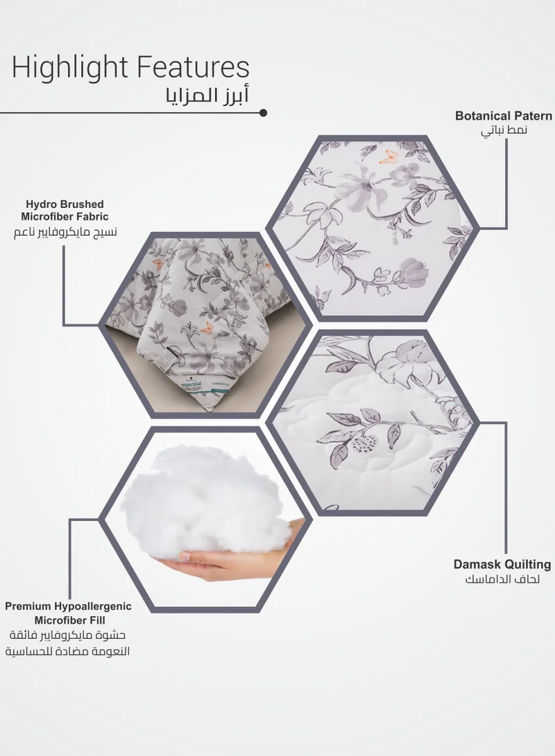 Donetella Printed Comforter Set 6-Pcs King Size All Season Decorated Reversible Double Bed Comforter Set Fits (200 X 200 Cm)With Super-Soft Down Alterntaive Filing,White