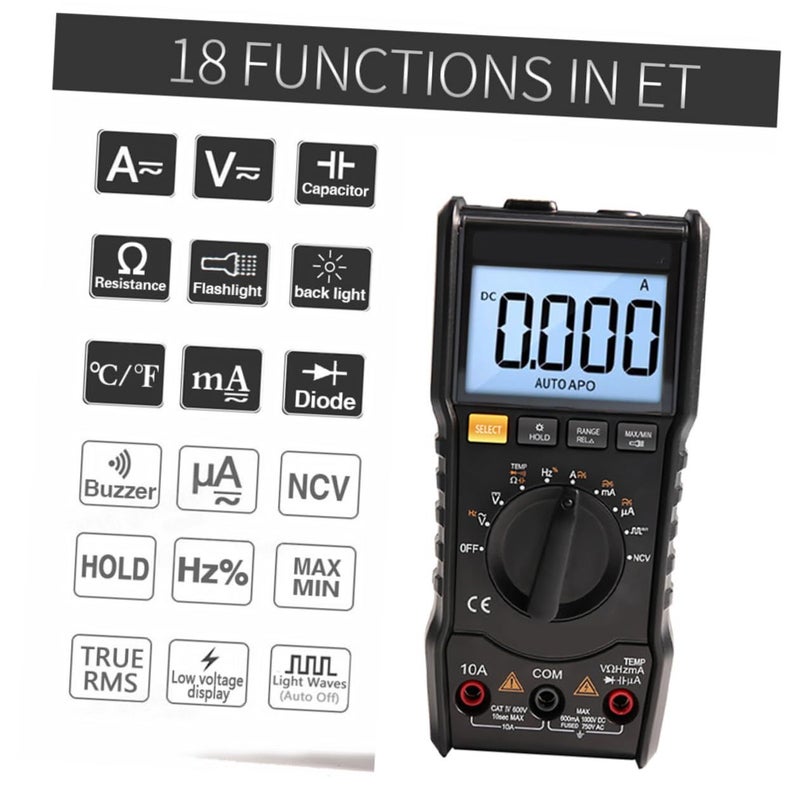 Auto Ranging Digital Multimeter with Temperature Measurement Portable Electrical Tester - Image 4