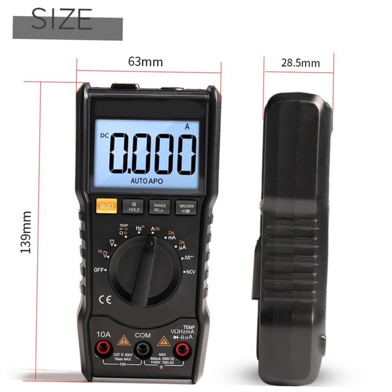 Auto Ranging Digital Multimeter with Temperature Measurement Portable Electrical Tester - Image 3
