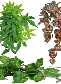 Excefore Reptile Plants, Vibrant Hanging Amphibian Plants with Suction Cup for Snake, Bearded Dragons, Toads, Hermit Crab Tanks , Perfect Habitat Decorations for Your Pet Reptiles  - Image 1