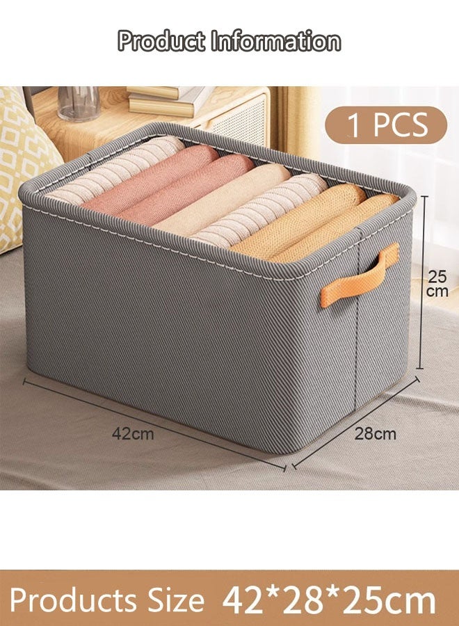 Clothing Storage Box, Wardrobe Closets Organization Box,42*28*25cm Large Foldable Closet Storage,Closet Storage Box with Carrying Handles Thickened Steel Frame Toy Organizer Box for All Clothing, Household Sundries Foldable Storage Bins for Toys, Books, Home Supplies (grey) - Image 2