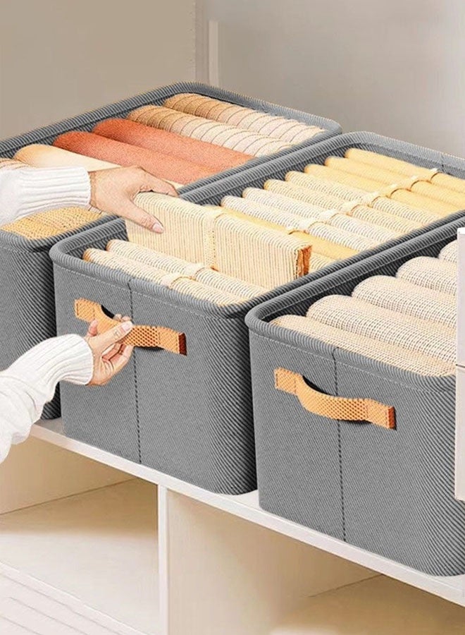 Clothing Storage Box, Wardrobe Closets Organization Box,42*28*25cm Large Foldable Closet Storage,Closet Storage Box with Carrying Handles Thickened Steel Frame Toy Organizer Box for All Clothing, Household Sundries Foldable Storage Bins for Toys, Books, Home Supplies (grey) - Image 3