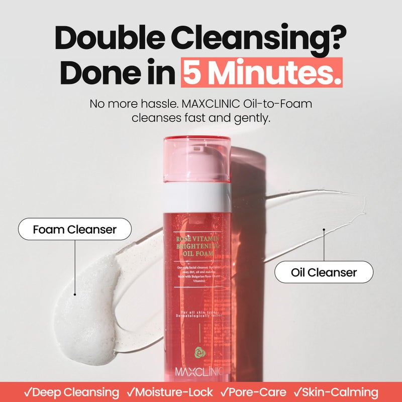 maxclinic [K-Beauty] Rose Vitamin Oil to Foam - All-in-One Korean Face Wash OilBased Foaming Facial Cleanser - Pore Minimizing & Blackhead Remover - Makeup Deep Cleansing Oil for All Skin Types (3.88 fl oz) - Image 2