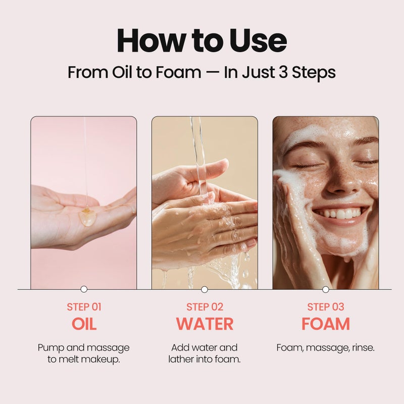 maxclinic [K-Beauty] Rose Vitamin Oil to Foam - All-in-One Korean Face Wash OilBased Foaming Facial Cleanser - Pore Minimizing & Blackhead Remover - Makeup Deep Cleansing Oil for All Skin Types (3.88 fl oz) - Image 3