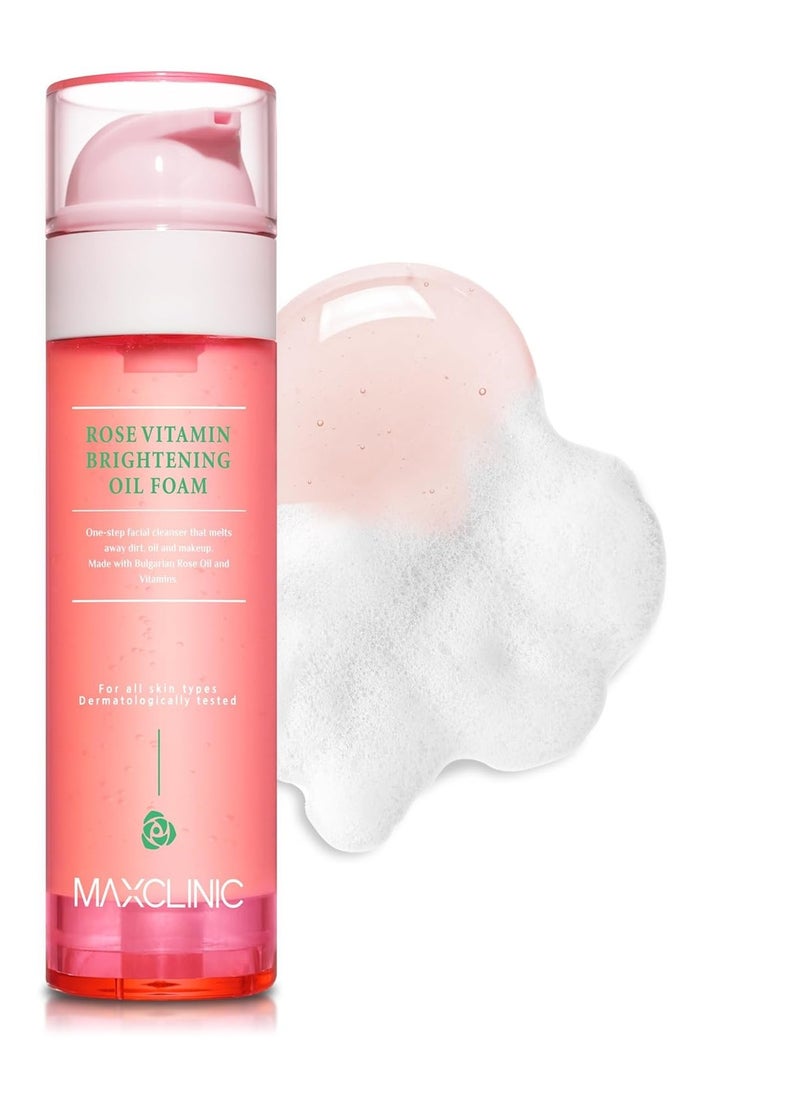 maxclinic [K-Beauty] Rose Vitamin Oil to Foam | Daily Face Wash Oil Based Cleanser | Korean Rose Oil Foaming Face Cleanser | Hydrating Facial Cleanser for Dry Sensitive Skin (3.88 oz)  - Image 1