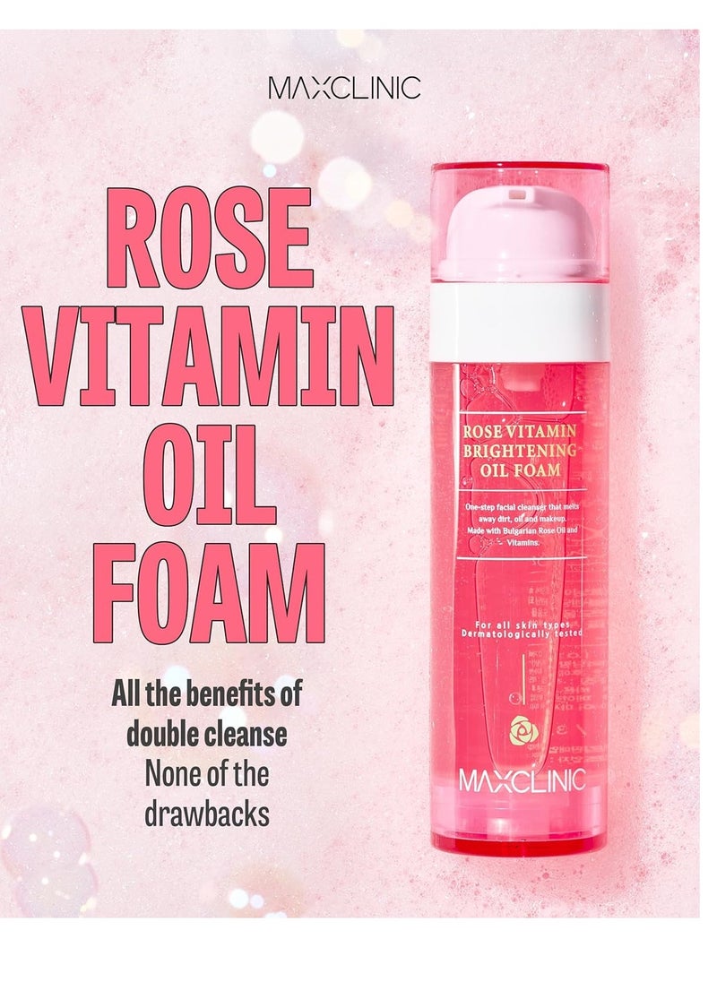 maxclinic [K-Beauty] Rose Vitamin Oil to Foam | Daily Face Wash Oil Based Cleanser | Korean Rose Oil Foaming Face Cleanser | Hydrating Facial Cleanser for Dry Sensitive Skin (3.88 oz)  - Image 3