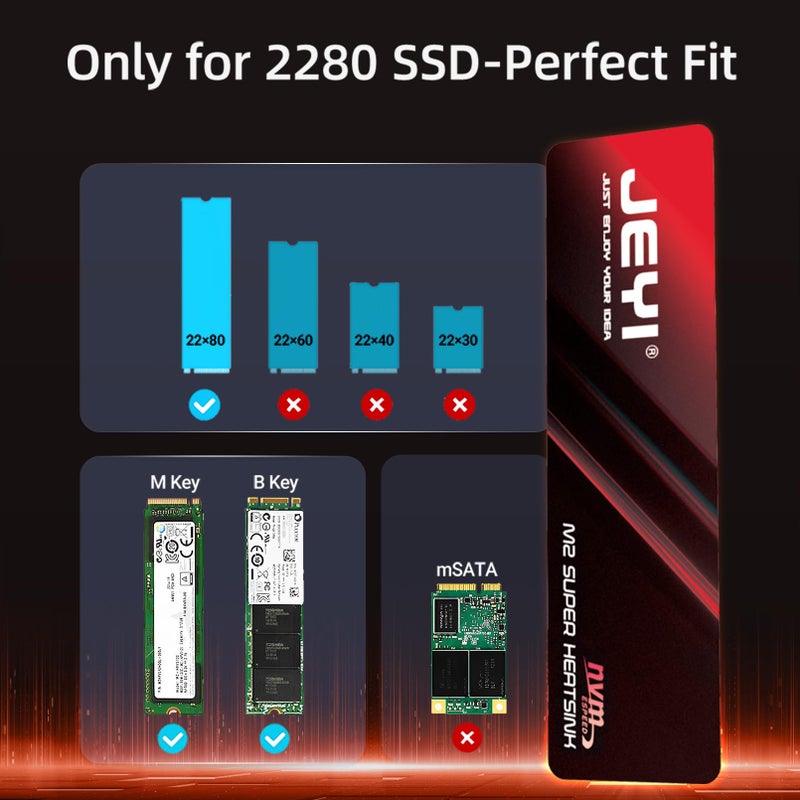 JEYI M.2 2280 SSD Heatsink, Graphene+Copper Foil, 0.5mm Ultra-Thin, 1500W/mK Thermal Conductivity, for NVMe/SATA SSDs (5pcs) - Image 4