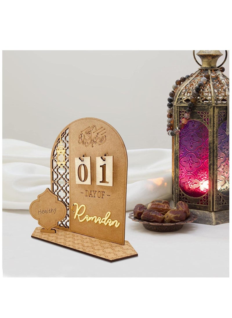 MS - Ramadan Eid Al Fitr 2023 Advent Calendar Wooden Countdown Calendars Decorations - Image 1