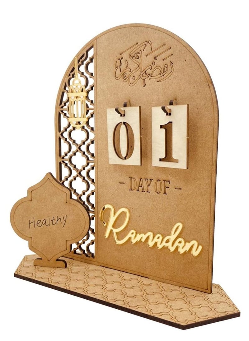 MS - Ramadan Eid Al Fitr 2023 Advent Calendar Wooden Countdown Calendars Decorations - Image 1