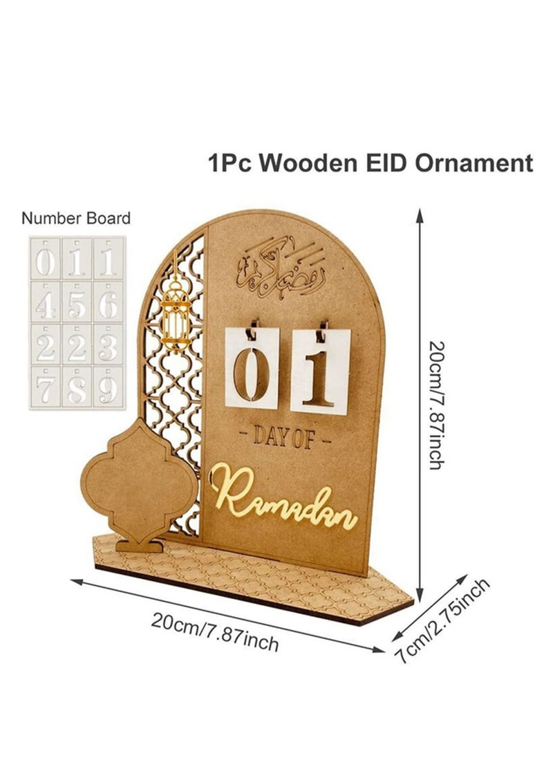 MS - Ramadan Eid Al Fitr 2023 Advent Calendar Wooden Countdown Calendars Decorations - Image 1
