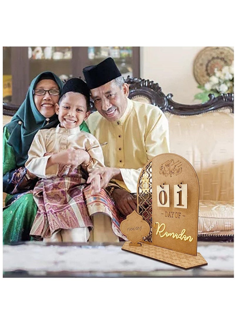 MS - Ramadan Eid Al Fitr 2023 Advent Calendar Wooden Countdown Calendars Decorations - Image 1