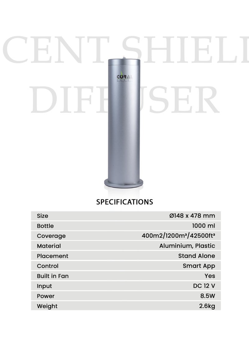 CORAL AROMA Scent Shield 2.0 Smart Diffuser Machine – 1000ml, App-Controlled, 1200m³ Coverage, 20 Intensity Levels – Home, Office & Hotel Use - Black  - Image 2