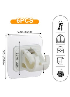Generic 6 Pcs Self-Adhesive Curtain Rod Holders, ABS Material, No Drill Rod Bracket for Kitchen, Bathroom, Behind Doors  - Image 2