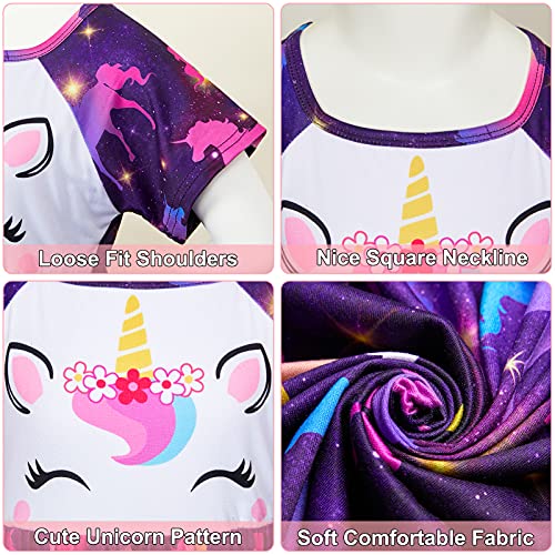 Play Tailor Doll and Girl Matching Nightgown Unicorn Outfit Pajamas Night Dress for Girls and 18" Dolls Clothes (Doll Not Included), 8-9 Years, Fancy Purple - Image 5