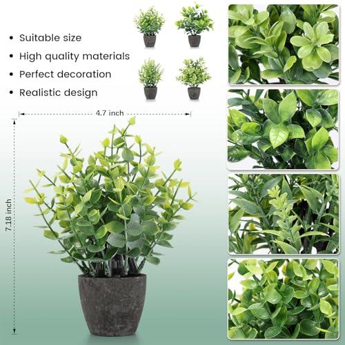FAVOWREATH 2 Pack Fake Plants Ceramic Mini Artificial Greenery Potted Plants for Home Decor Office Decor Room Decor Farmhouse Decor Indoor Table Bathroom Decor - Image 3