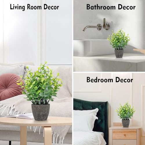 FAVOWREATH 2 Pack Fake Plants Ceramic Mini Artificial Greenery Potted Plants for Home Decor Office Decor Room Decor Farmhouse Decor Indoor Table Bathroom Decor - Image 4