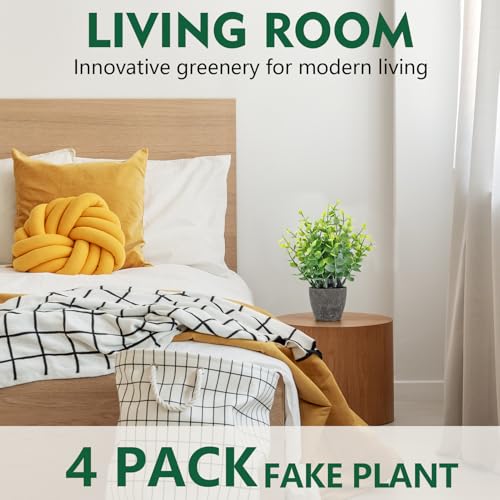 FAVOWREATH 2 Pack Fake Plants Ceramic Mini Artificial Greenery Potted Plants for Home Decor Office Decor Room Decor Farmhouse Decor Indoor Table Bathroom Decor - Image 5