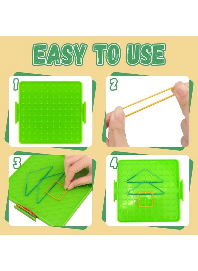 Oopsu 8 Pack Plastic Mathematical Manipulative Material Array Block Geo Board with 80 Latex Bands for Kids(4 Colors) - Image 5