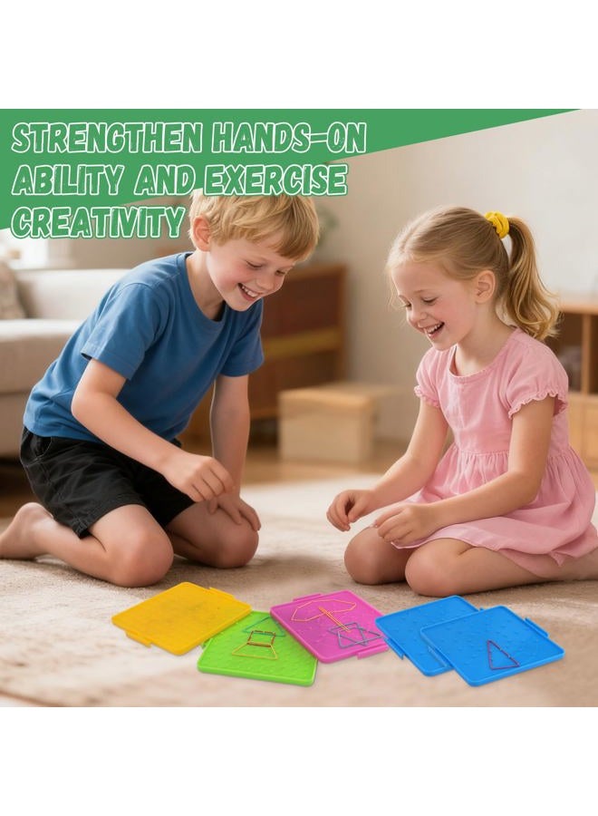 Oopsu 8 Pack Plastic Mathematical Manipulative Material Array Block Geo Board with 80 Latex Bands for Kids(4 Colors) - Image 4