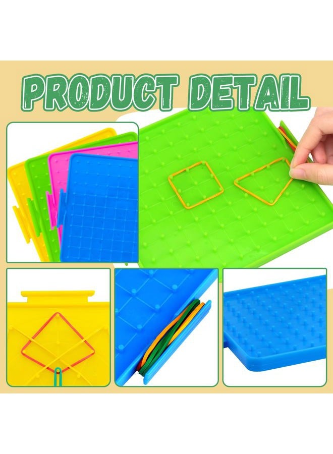 Oopsu 8 Pack Plastic Mathematical Manipulative Material Array Block Geo Board with 80 Latex Bands for Kids(4 Colors) - Image 3