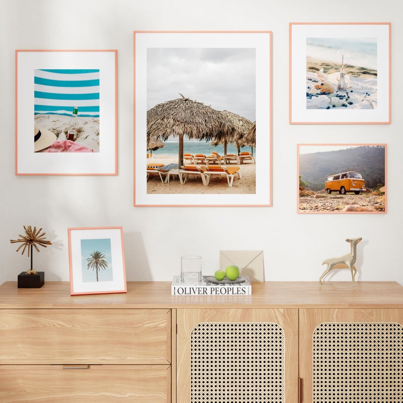 FLYJOE 8x10 Picture Frame | 8x10 Metal Picture Frame With Mat | 8 x 10 Aluminum Photo Frame | Plexiglass And Hanging Hardware Included | 8 10 Picture Frame | Set of 3  Rose Gold - Image 2