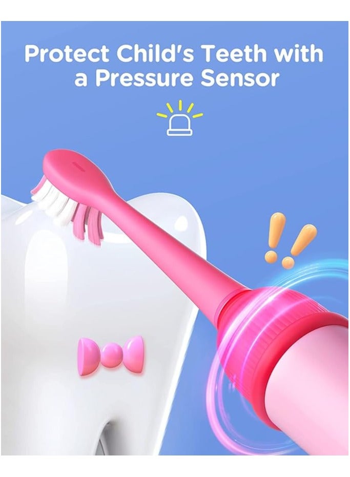Bitvae Kids Electric Toothbrush – Soft Pink Rechargeable Brush with Bluetooth, Pressure Sensor, 2-Min Timer Age 4 + - Image 2
