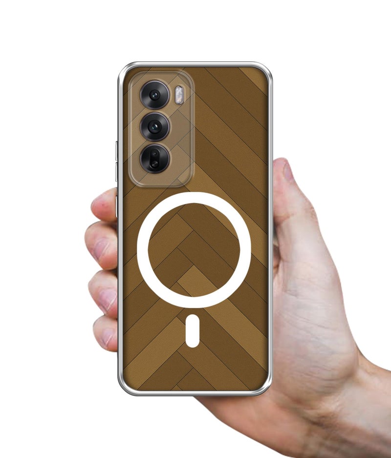 Casotec Case Cover for Oppo Reno 12 5G Wooden Herringbone MagSafe Ring Design (Not MagSafe Compatible) | UV Printed Soft TPU Shockproof Back Case for Oppo Reno 12 5G - Image 3