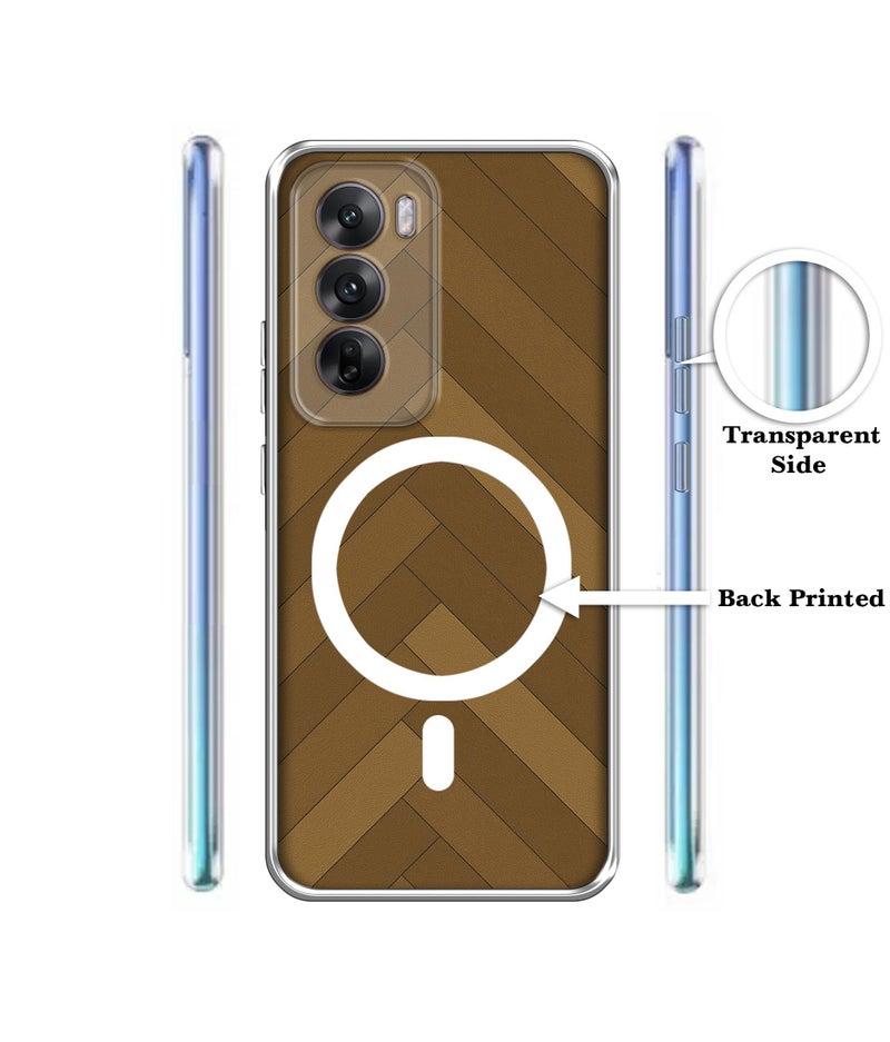 Casotec Case Cover for Oppo Reno 12 5G Wooden Herringbone MagSafe Ring Design (Not MagSafe Compatible) | UV Printed Soft TPU Shockproof Back Case for Oppo Reno 12 5G - Image 2