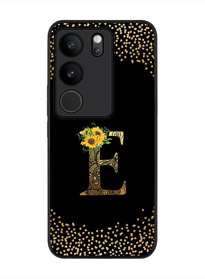 Stylizedd Rugged Black Edge case for Vivo V29 / Vivo V29 Pro / Vivo S17, Slim fit Custom Monogram Initial Letter Mandala Floral Pattern Alphabet-E (Black) - Image 1
