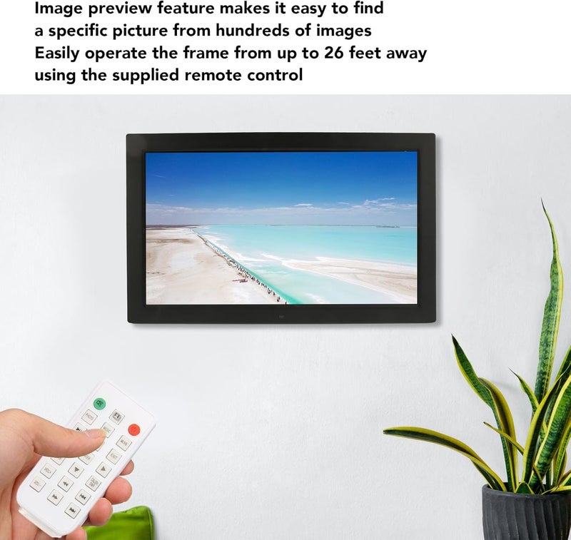 Bewinner 18.5 Inch Digital Picture Frame, 16:9 HD 1366x768 Screen Digital Photo Frame with Remote Control, Share Photos and Videos, Gift for Friends and Family (UK Plug 100-240V) - Image 3