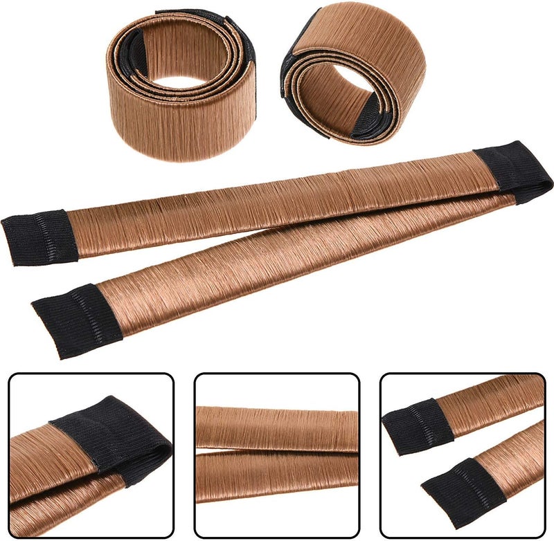 SWIUKPHE 23 Pcs Hair Bun Shaper Set, 3 Donuts 2 Markers 4 Ponytail Tools 10 Bobby Pins 2 Elastic Bands, Brown Hair Bun Maker Kit for Women Kids - Image 2
